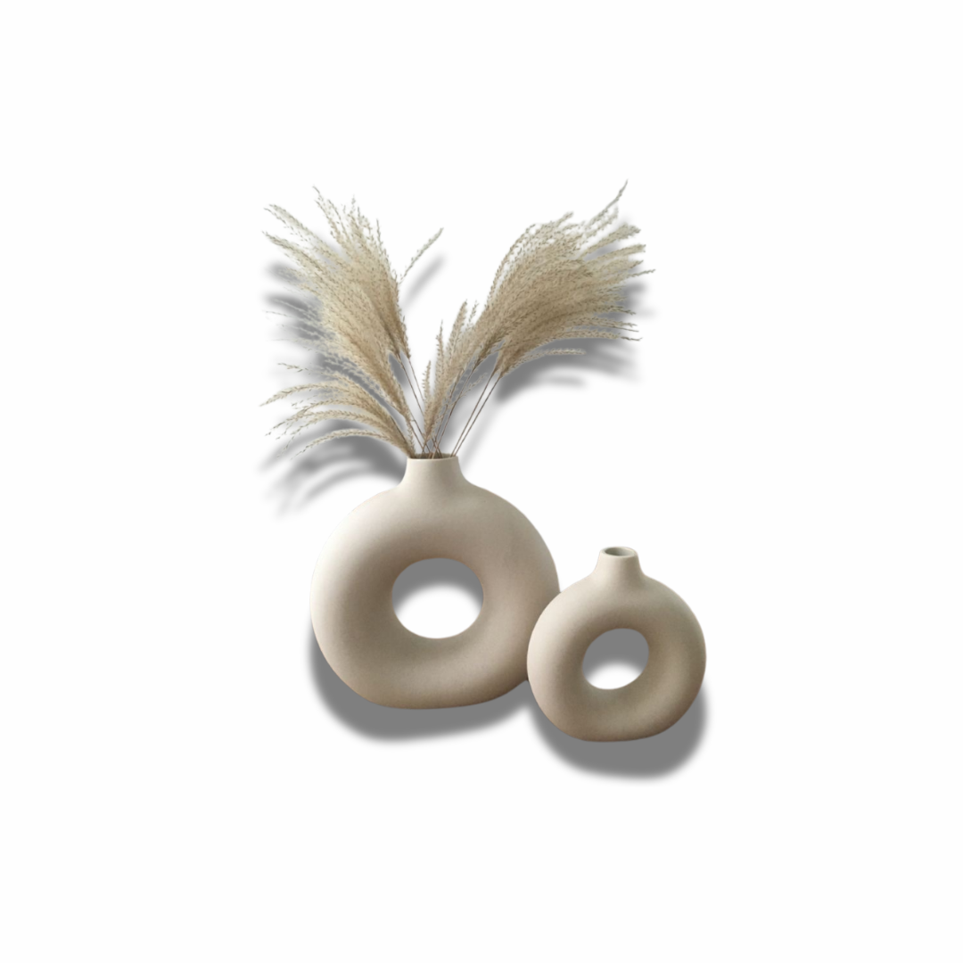 Round Hollow Ceramic Vases (Set of 2)